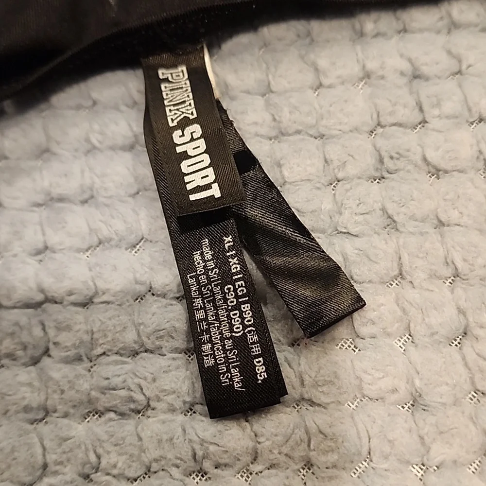 VICTORIA'S SECRET, PINK - Black Sports Bra with Shiny Black Logo 